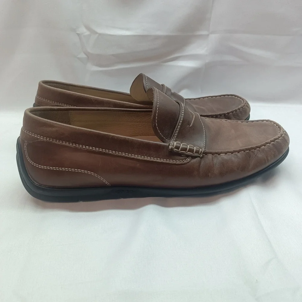 ECCO Mens 46‎ US 13 Brown Leather Penny Loafers Driving Moccasins Casual Office